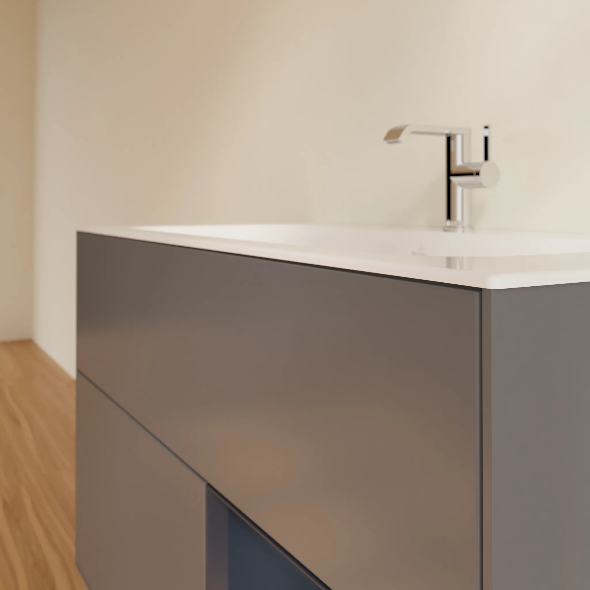 Villeroy & Boch Waschbeckenunterschrank Finion F04, Anthracite Matt Lacquer / Midnight Blue Matt Lacquer, 996x591x498 mm, mit Beleuchtung, SoftClosing und Push-to-open Funktion
