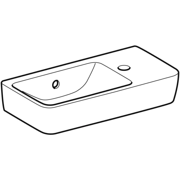 Wandwaschtisch mit Ablagefläche „Renova Compact“, rechteckig, mit Überlauf, Hahnlochposition rechts 50 × 25 cm Wandwaschtisch mit Ablagefläche „Renova Compact“, rechteckig, mit Überlauf, Hahnlochposition rechts 50 × 25 cm