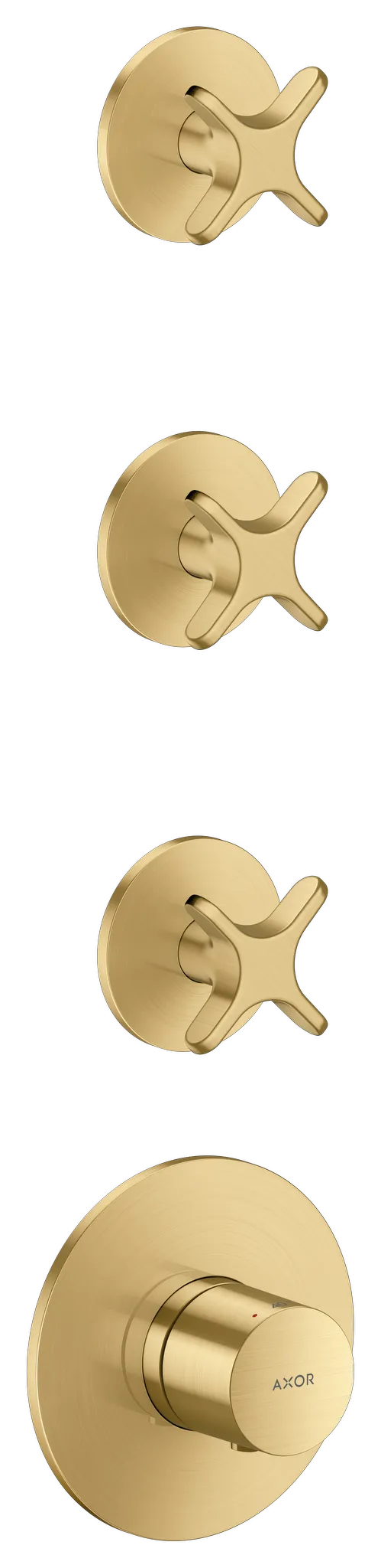 Hansgrohe AXOR One Thermostatmodul Unterputz für 3 Verbraucher mit Kreuzgriff Brushed Gold Optic