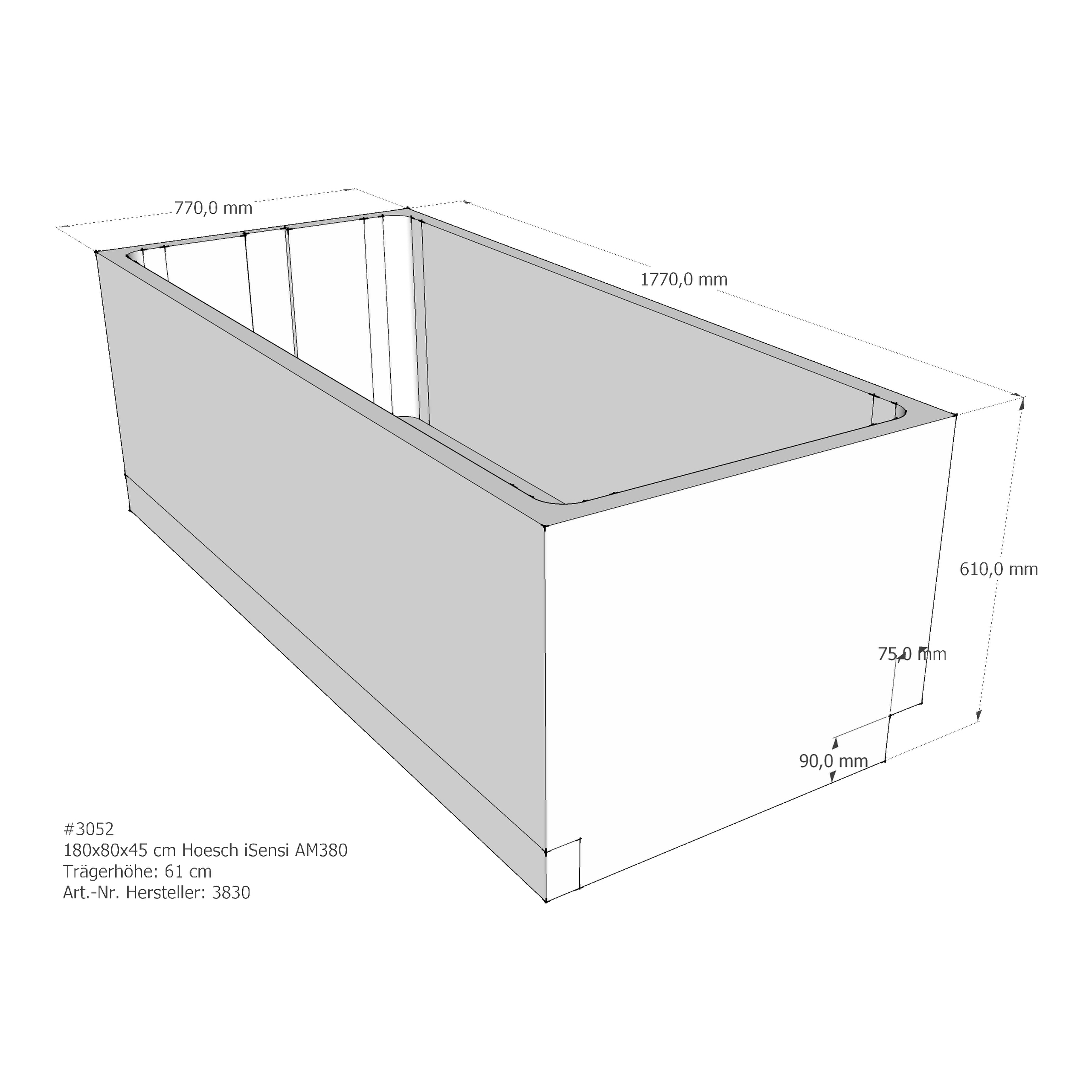 Badewannenträger für Hoesch iSensi 180 × 80 × 45 cm Badewannenträger für Hoesch iSensi 180 × 80 × 45 cm