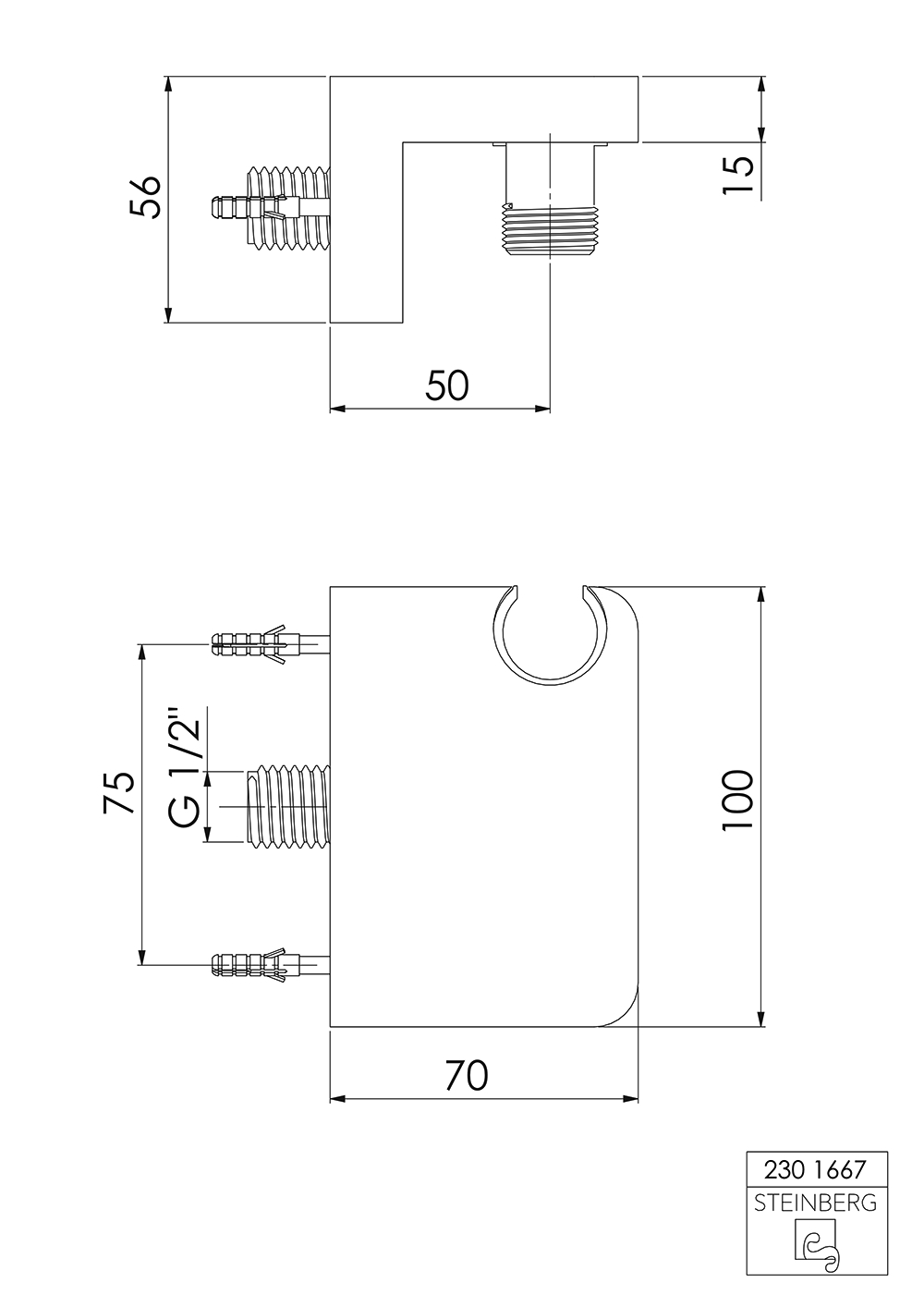 Serie 230 Brause Wandhalter mit integriertem Brauseanschlussbogen Serie 230 Brause Wandhalter mit integriertem Brauseanschlussbogen