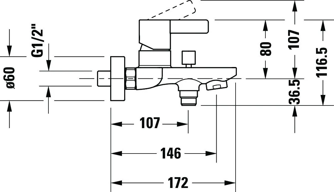 Einhand-Wannenarmatur „D-Neo“ Ausladung 146 mm in Chrom Einhand-Wannenarmatur „D-Neo“ Ausladung 146 mm in Chrom
