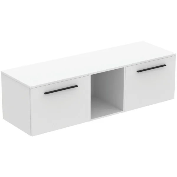 Ideal Standard i.life B 160cm Möbel-Set 2 Auszüge 1 offenes Fach (mittig) Griff Schwarz Weiß matt Ideal Standard i.life B 160cm Möbel-Set 2 Auszüge 1 offenes Fach (mittig) Griff Schwarz Weiß matt