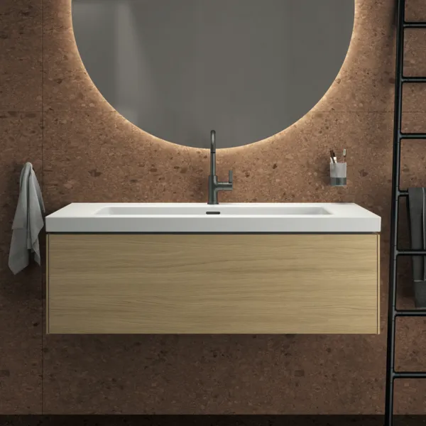 Ideal Standard Waschtischunterschrank „Conca“ 120 × 37 × 50,5 cm Eiche hell Furnier Ideal Standard Waschtischunterschrank „Conca“ 120 × 37 × 50,5 cm Eiche hell Furnier