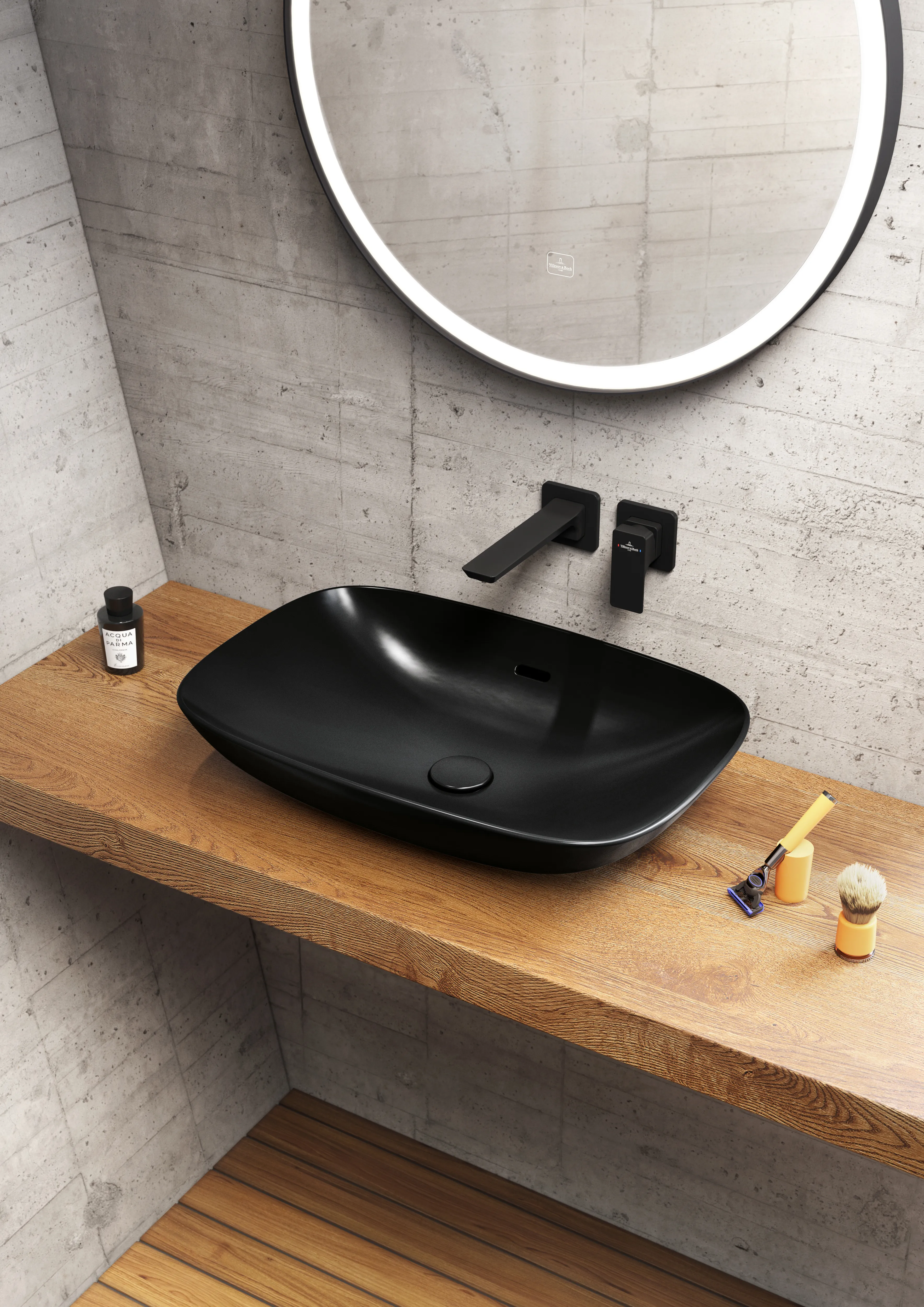 Villeroy & Boch Spiegel „Subway 3.0“ ⌀ 712 mm in BiColour (Black Matt, White Matt)