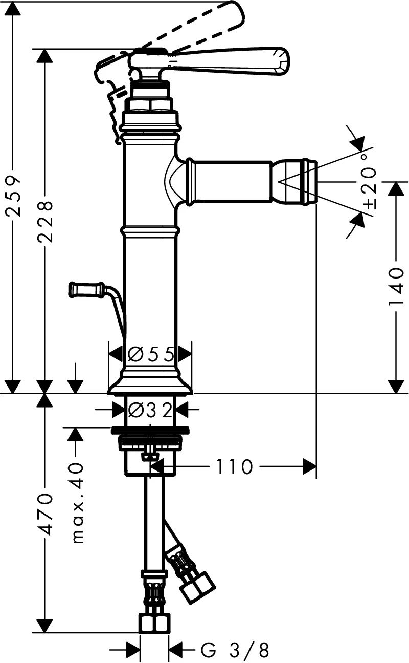 Bidetmischer 100 Axor Montreux chrom