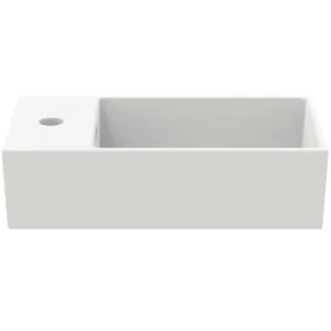 Waschbecken „Extra“ 45 × 25 × 15 cm, Hahnlochposition links in Seidenweiß Waschbecken „Extra“ 45 × 25 × 15 cm, Hahnlochposition links in Seidenweiß