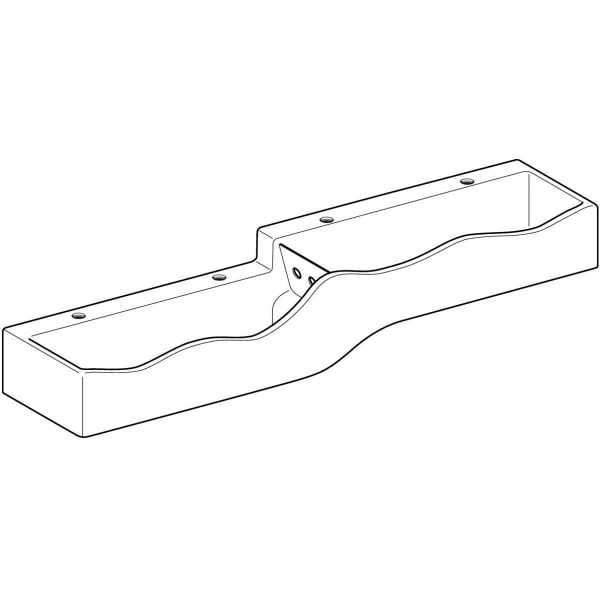 Bambini Spiel- und Waschlandschaft, für vier Waschtischarmaturen, tieferes Becken links: B=180cm, T=41.5cm, Hahnloch=links und rechts, Überlauf=ohne, weiß-alpin