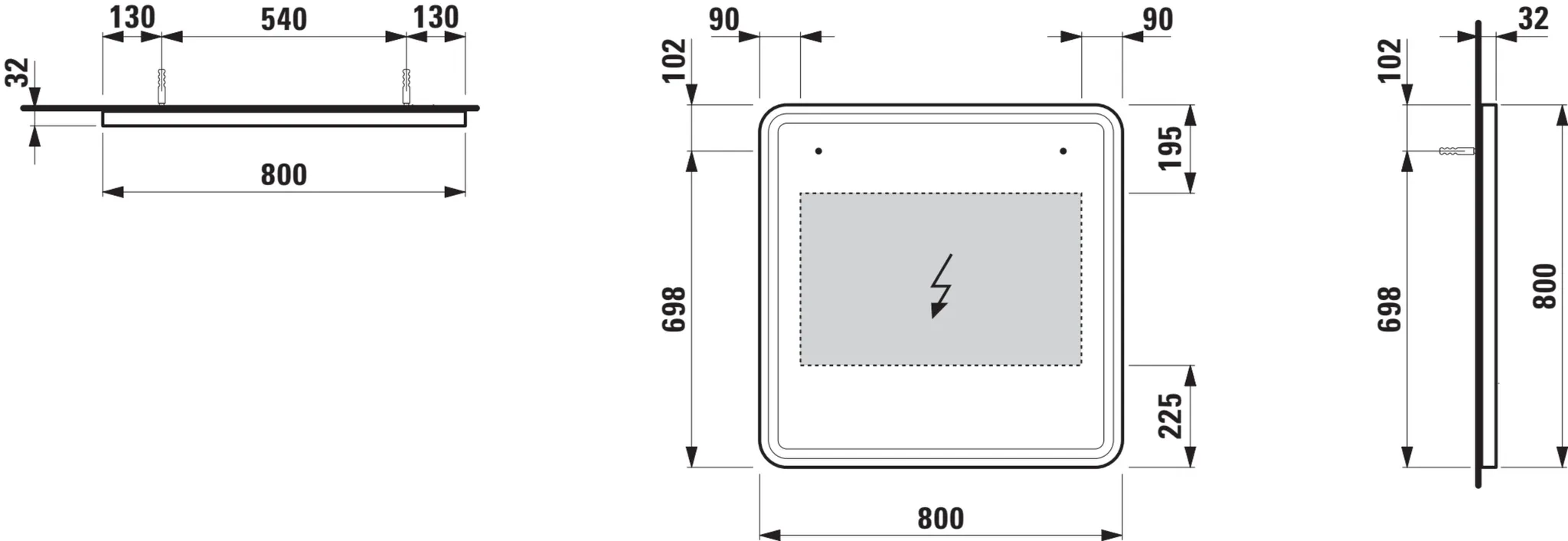 Base 2.0 Spiegel 44438.1, quadr. LED Bel.,1 Sensorsch., 800x800 schw.m Base 2.0 Spiegel 44438.1, quadr. LED Bel.,1 Sensorsch., 800x800 schw.m