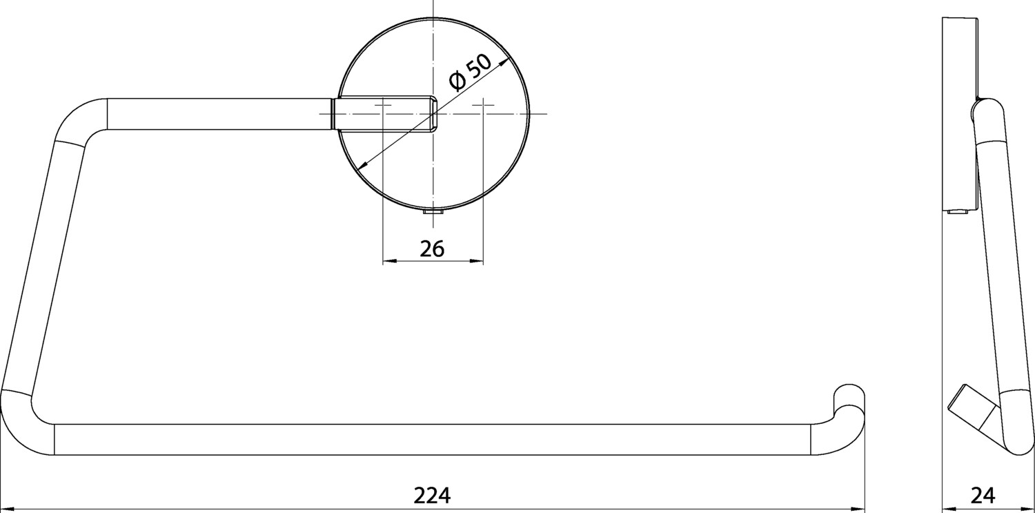 round Handtuchring starr rechts offen, chrom