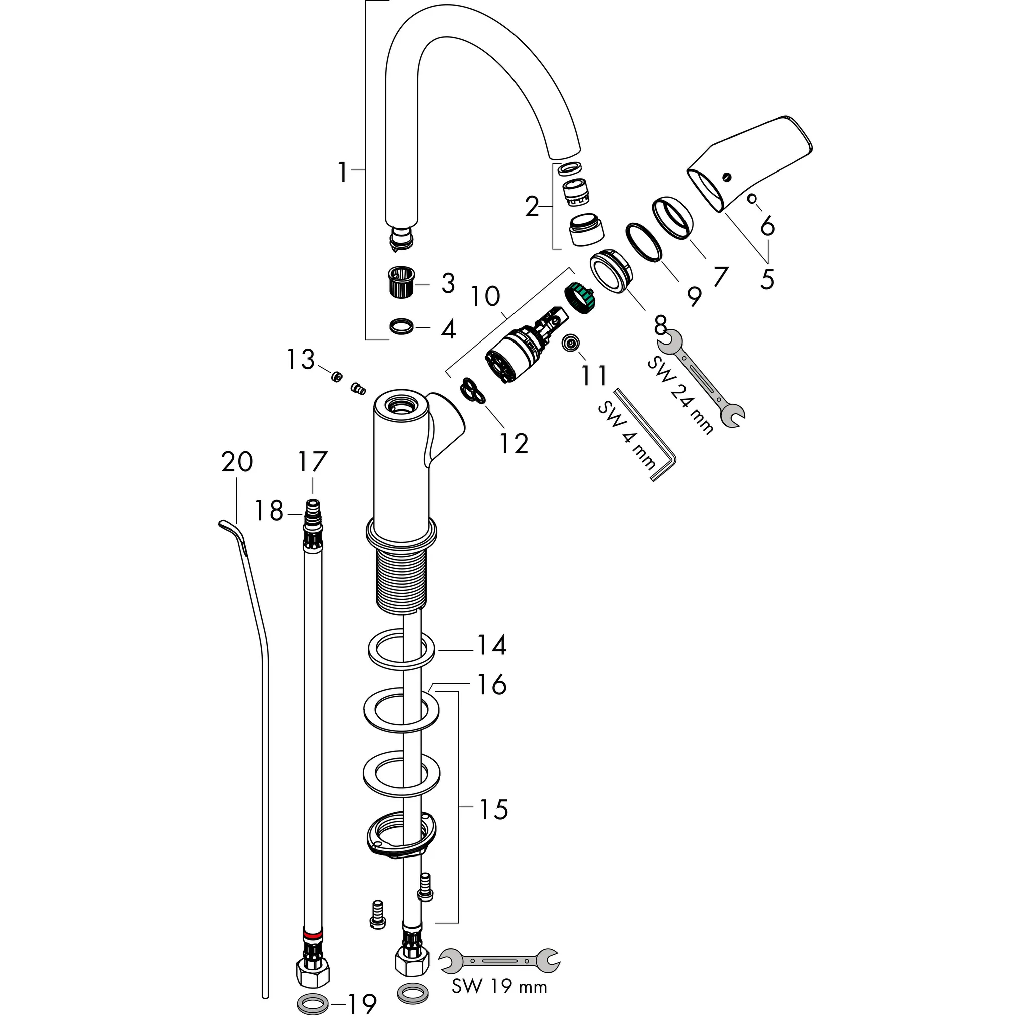 Waschtischmischer 210 Logis chrom mit Schwenkauslauf