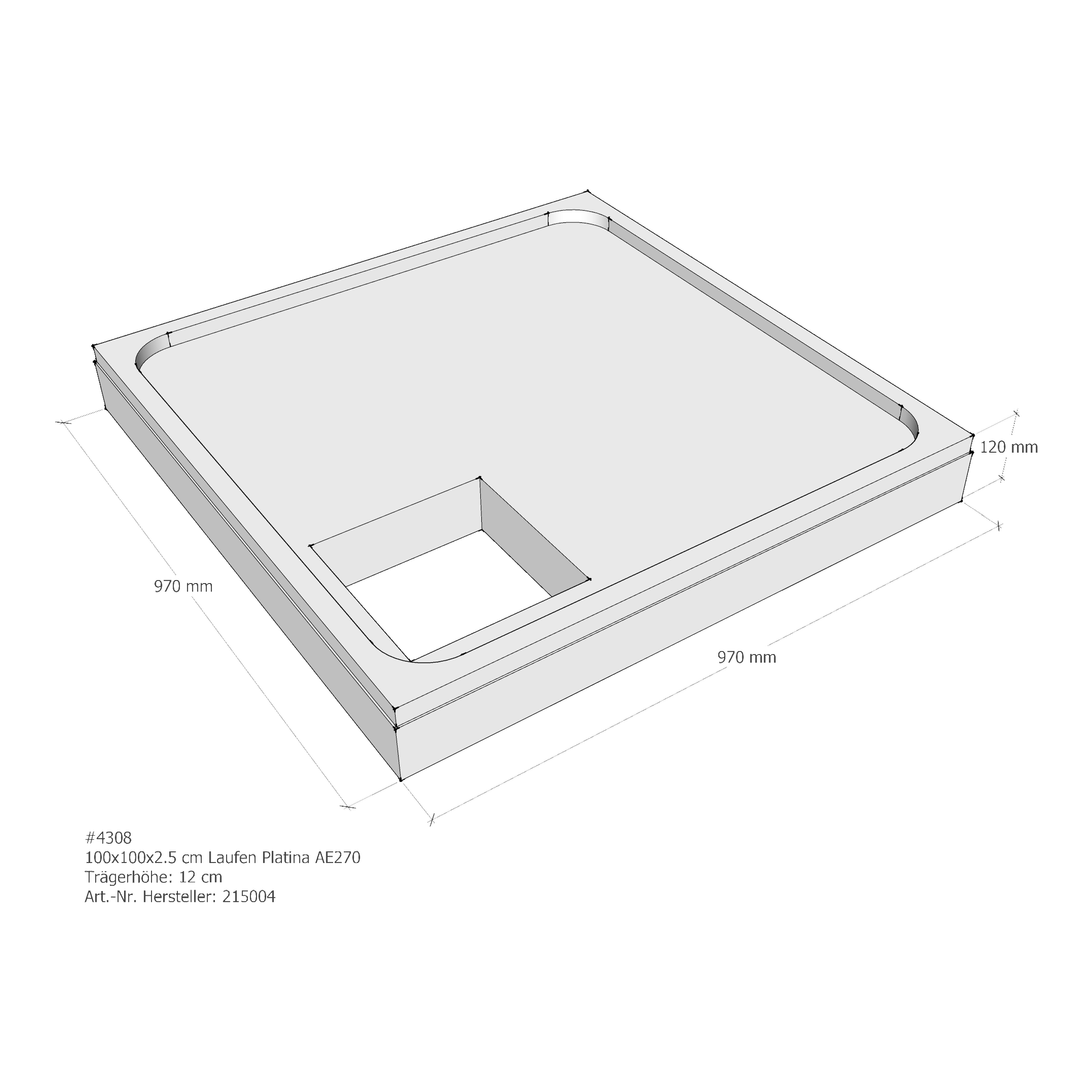 Duschwannenträger für Laufen Platina 100 × 100 × 2,5 cm Duschwannenträger für Laufen Platina 100 × 100 × 2,5 cm