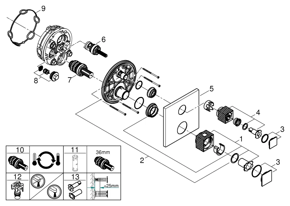 Grohe Allure Brilliant Thermostat-Brausebatterie mit integrierter 2-Wege-Umstellung chrom Grohe Allure Brilliant Thermostat-Brausebatterie mit integrierter 2-Wege-Umstellung chrom