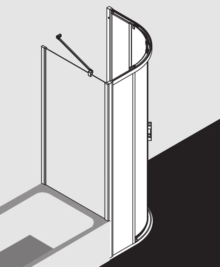 Kermi Duschtür Viertelkreis-Duschkabine Gleittüren bodenfrei „LIGA“ 200 cm Glas Klar, Profile Silber Hochglanz