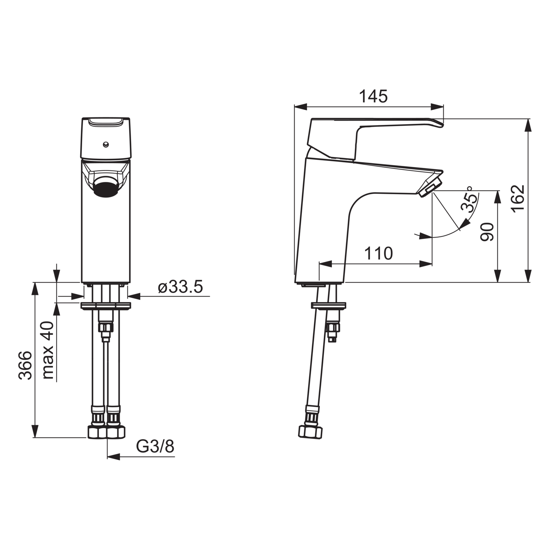 Einhand-Waschtischarmatur „Polo“ Ausladung 110 mm in Chrom Einhand-Waschtischarmatur „Polo“ Ausladung 110 mm in Chrom