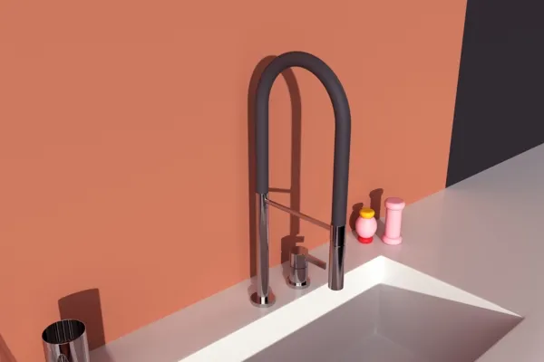 2-Loch Küchenarmatur Gusto Ausladung 225mm Semi-Pro 2-Funktionsbrause Brushed Gold 2-Loch Küchenarmatur Gusto Ausladung 225mm Semi-Pro 2-Funktionsbrause Brushed Gold