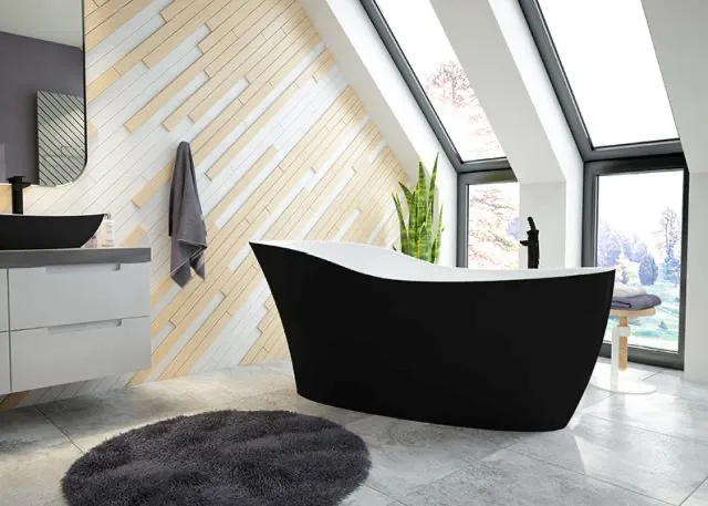 Hoesch Namur Lounge Badewanne 1900x900 freistehend Solique BiColor Weiß-Schwarz