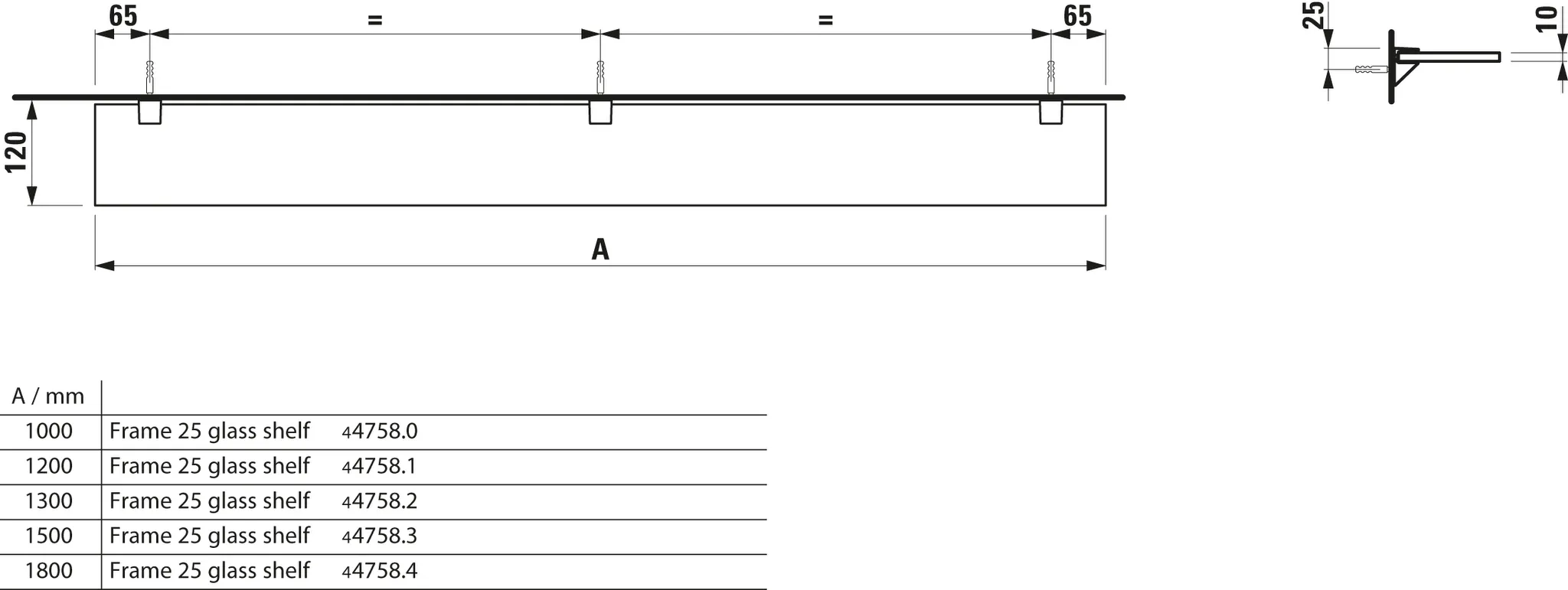 Laufen Glasablage FRAME 25 120x1300x10 mit 3 Wandbefestigungen silbereloxiert Laufen Glasablage FRAME 25 120x1300x10 mit 3 Wandbefestigungen silbereloxiert