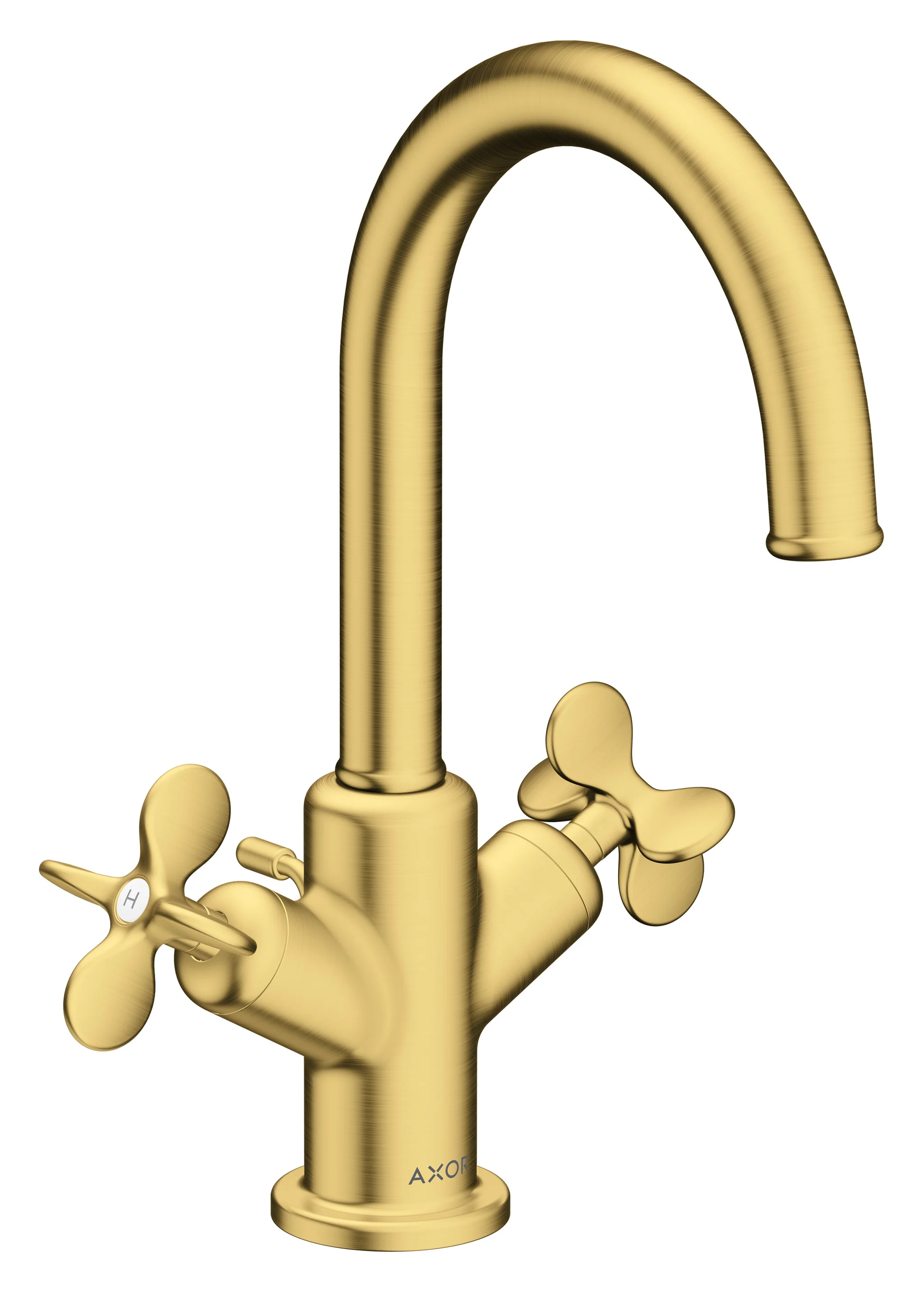 AXOR Archivio 2-Griff Waschtischarmatur 170 mit Kreuzgriffen und Zugstangen-Ablaufgarnitur, Oberfläche: Chrom