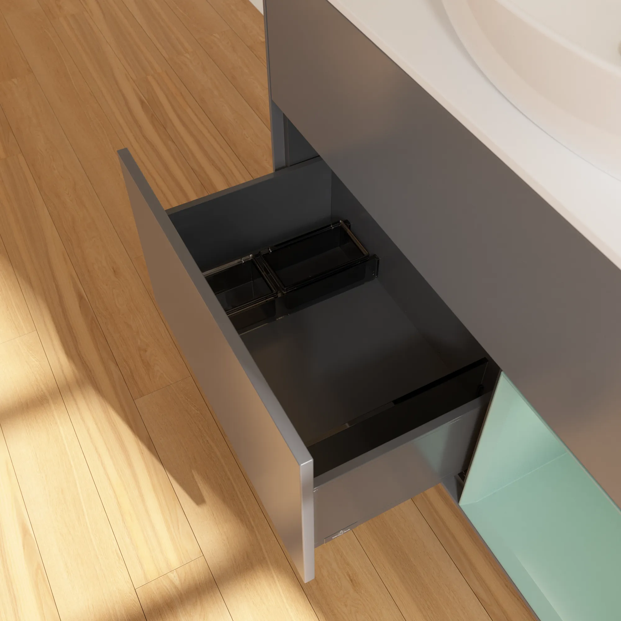 Villeroy & Boch Waschtischunterschrank „Finion“ für Schrankwaschtisch 1000 × 603 × 501 mm Anthracite Matt Lacquer, für Becken mittig, mit Hahnlochbohrung Villeroy & Boch Waschtischunterschrank „Finion“ für Schrankwaschtisch 1000 × 603 × 501 mm Anthracite Matt Lacquer, für Becken mittig, mit Hahnlochbohrung
