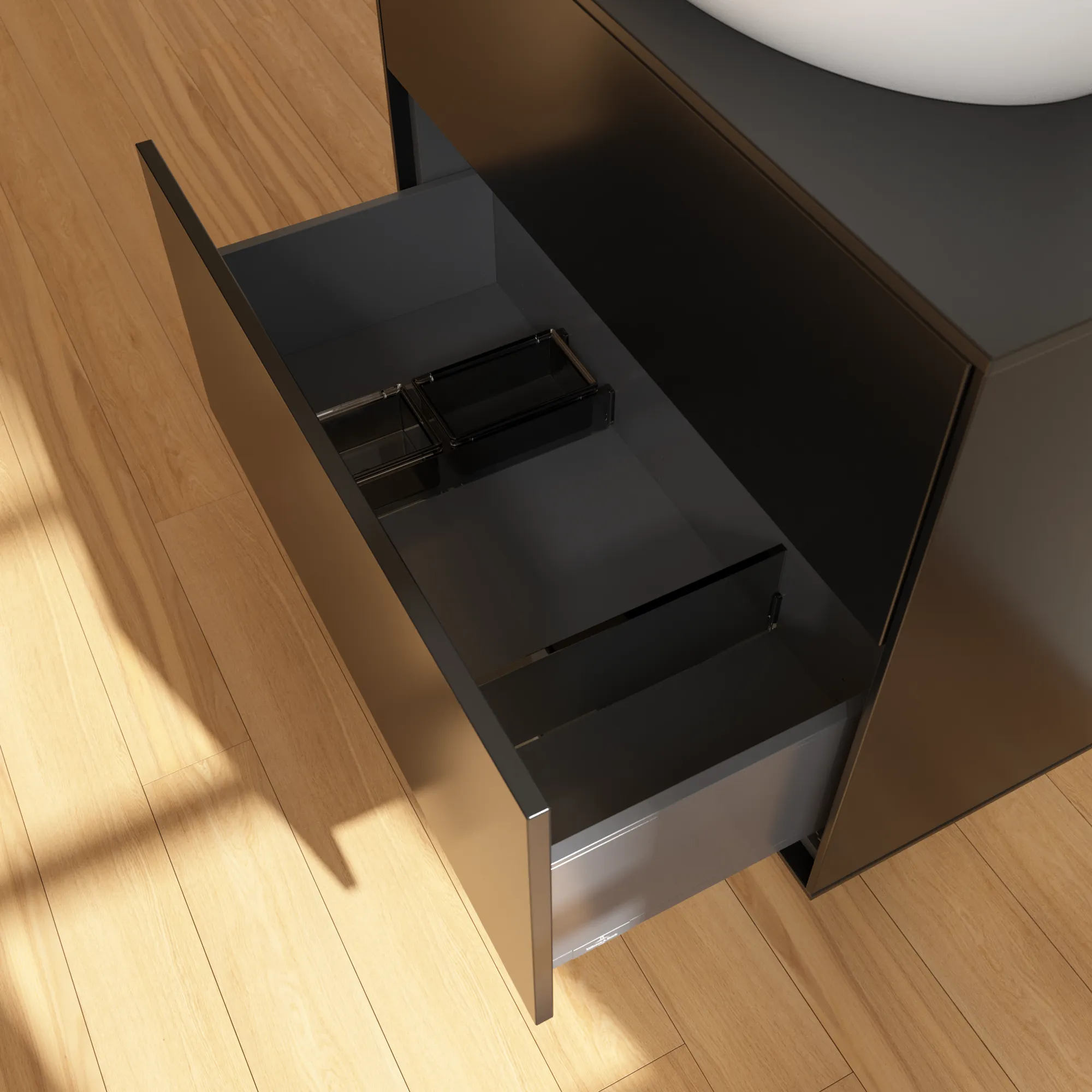 Villeroy & Boch Waschbeckenunterschrank Finion F87, 800x603x501 mm, Black Matt Lacquer, mit SoftClosing und Push-to-open Funktion