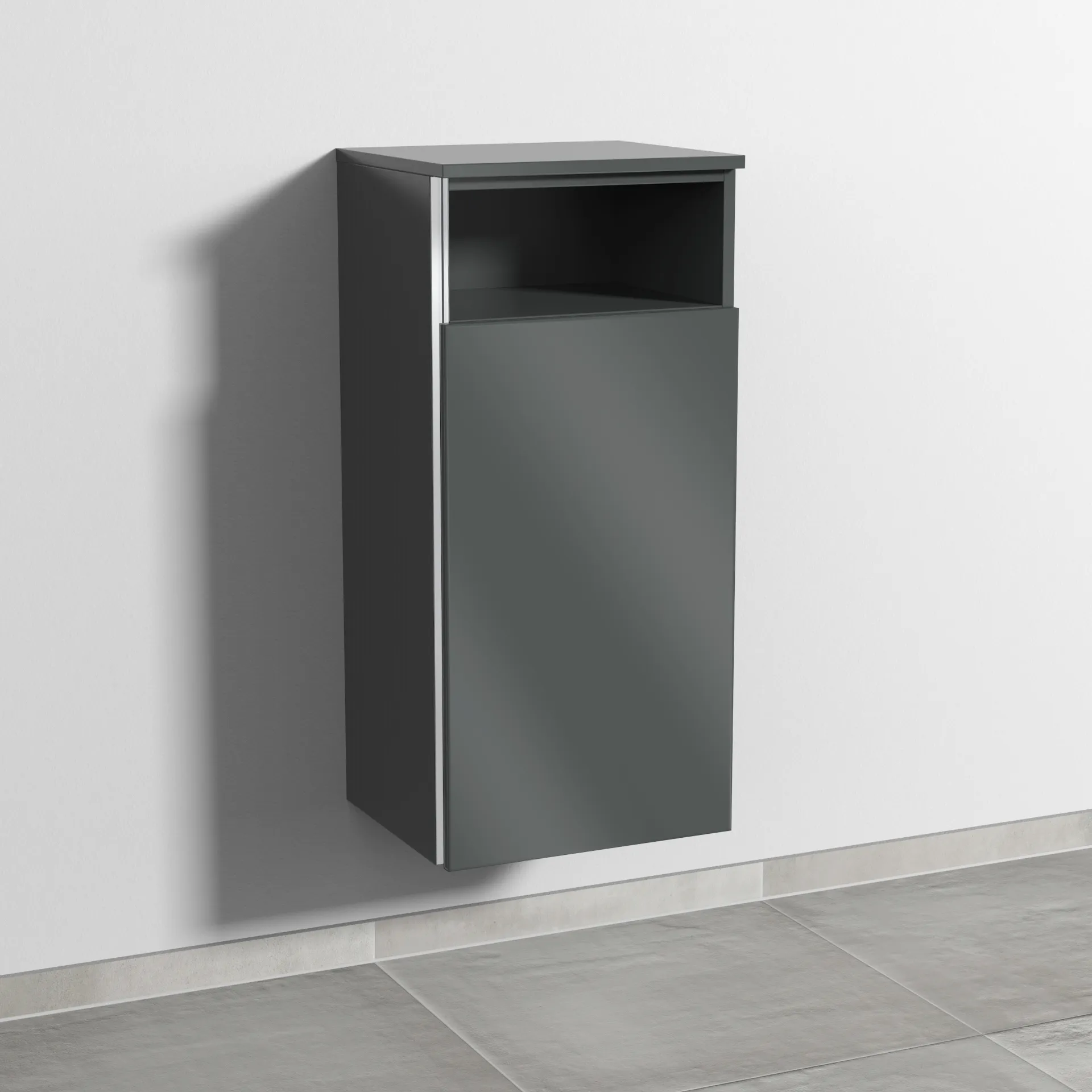 Sanipa Mittelschrank „3way“ 400 × 850 × 345 mm Anschlag rechts, in Anthrazit (glanz), Anschlag rechts