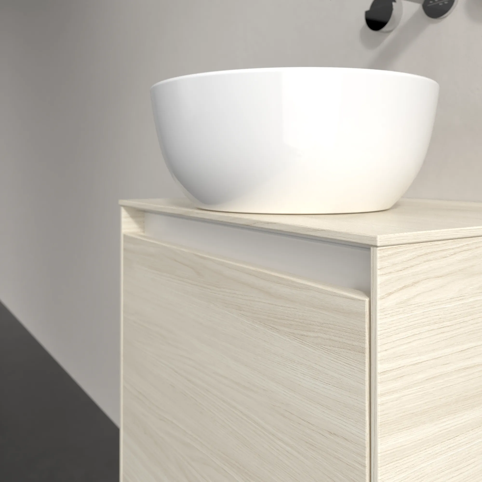 Villeroy & Boch Waschtischunterschrank „Collaro“ 500 × 548 × 380 mm White Oak, für Becken mittig, Anschlag links, mit Beleuchtung