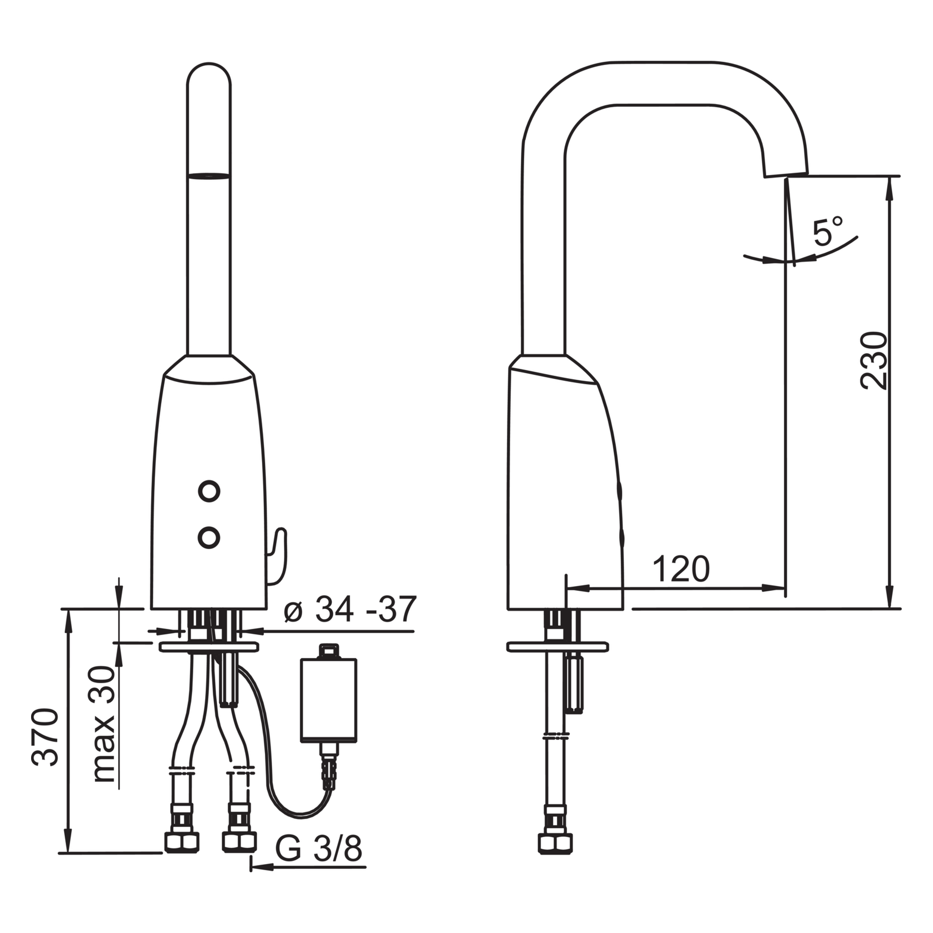 Hansa Waschtischarmatur, elektronisch „Electra“ Ausladung 120 mm in Chrom Hansa Waschtischarmatur, elektronisch „Electra“ Ausladung 120 mm in Chrom