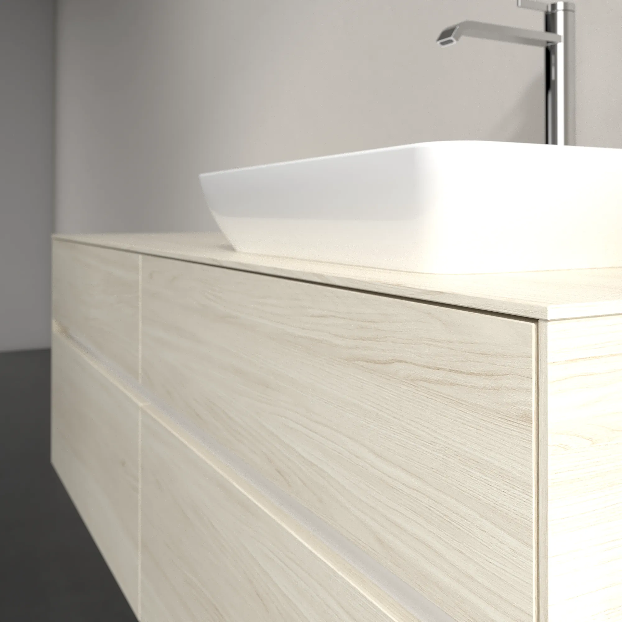 Villeroy & Boch Waschtischunterschrank „Collaro“ 1600 × 548 × 500 mm White Oak, ohne Beleuchtung, für Becken rechts Villeroy & Boch Waschtischunterschrank „Collaro“ 1600 × 548 × 500 mm White Oak, ohne Beleuchtung, für Becken rechts