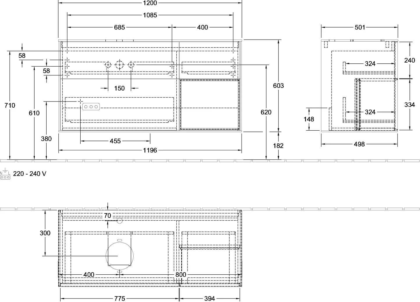 Villeroy & Boch Finion Waschbeckenunterschrank F81 1200x603x501mm