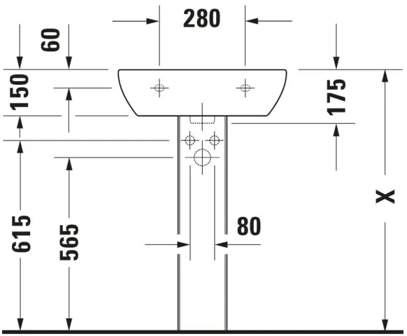 Wandwaschtisch „D-Code“, mit Überlauf 55 × 43 cm Wandwaschtisch „D-Code“, mit Überlauf 55 × 43 cm