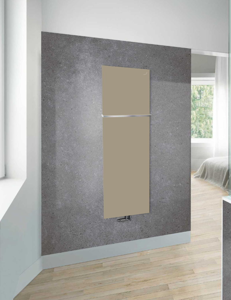 Zehnder Design-Heizkörper „Fina Lean Bar“ für Warmwasser-Zentralheizung mit 50 mm-Mittelanschluss 50 × 130 cm in Verkehrsweiß (RAL 9016, glänzend)