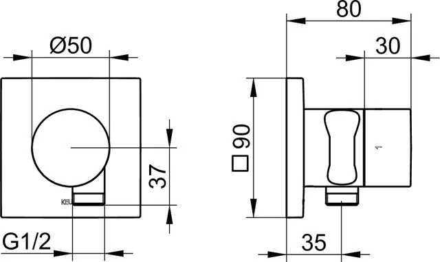 IXMO 59557010202 2-Wege Ab- u. Umstellventil UP mit Schlauchanschl./Brauseh. IXMO Pure, eckig verchromt