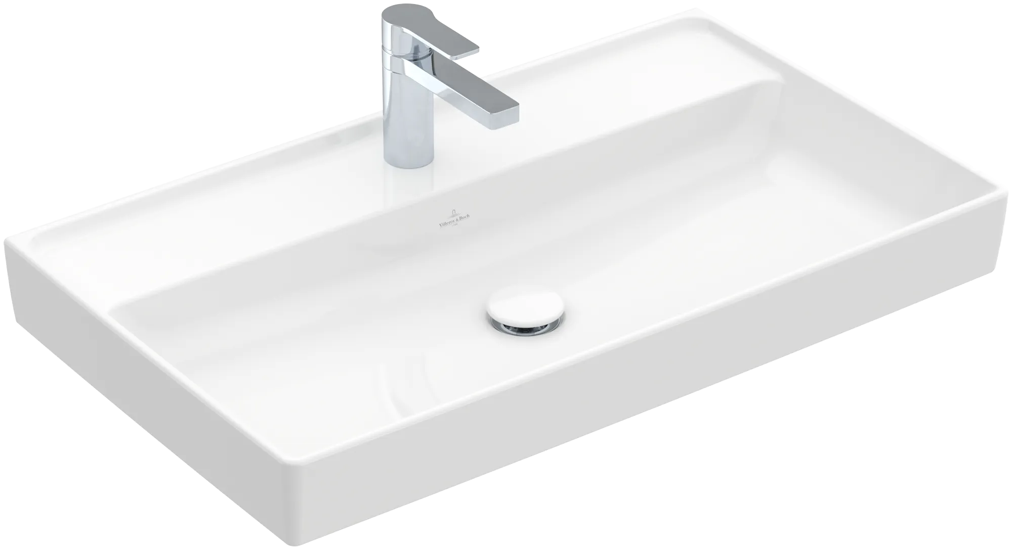 Villeroy & Boch Schrankwaschtisch aus TitanCeram „Collaro“ 800 × 465 × 160 mm, mit Hahnlochbohrung, Hahnlochposition mittig in Weiß Alpin Villeroy & Boch Schrankwaschtisch aus TitanCeram „Collaro“ 800 × 465 × 160 mm, mit Hahnlochbohrung, Hahnlochposition mittig in Weiß Alpin