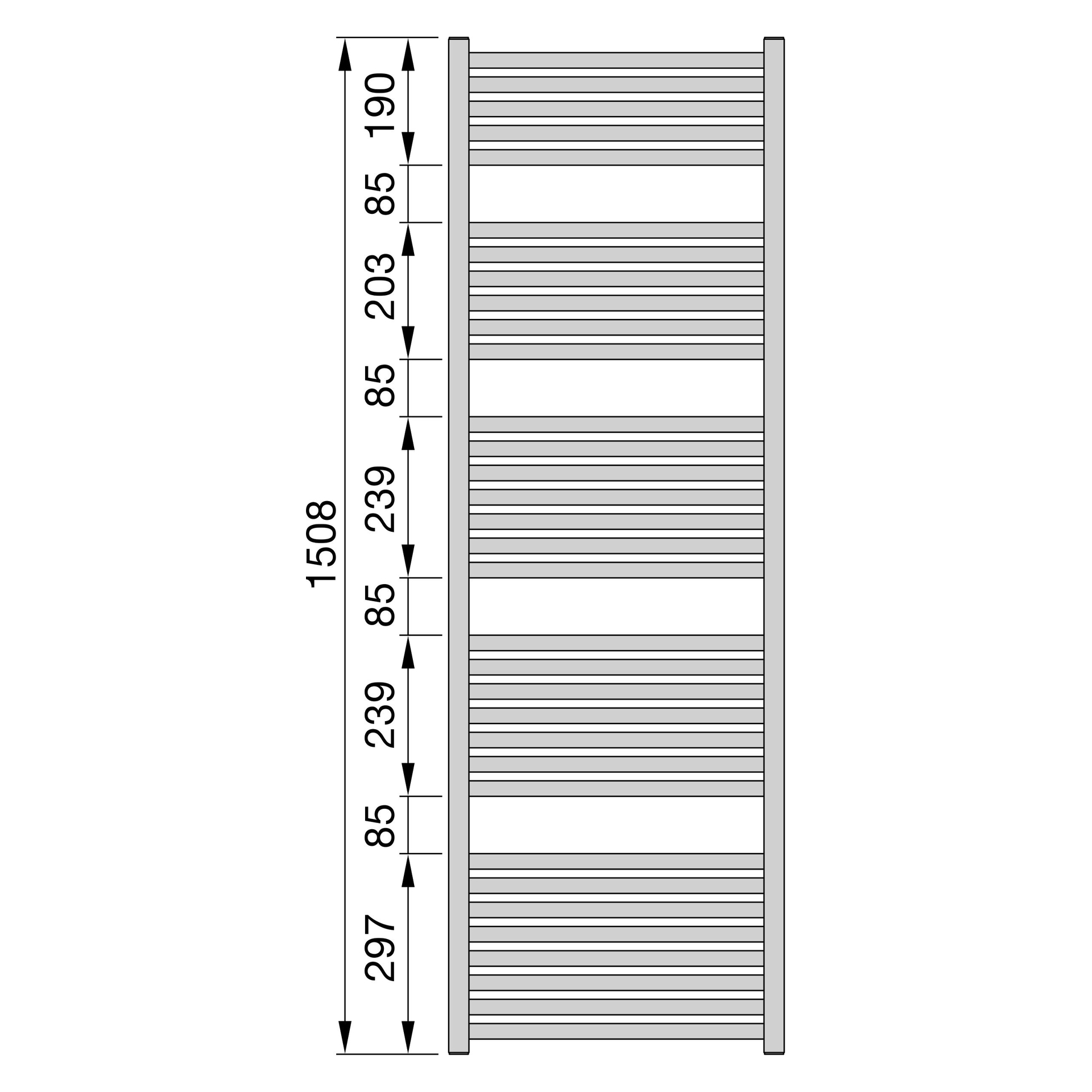Zehnder Design-Heizkörper „Zeno“ für Warmwasser-Zentralheizung oder gemischten Betrieb mit 50 mm-Mittelanschluss 45 × 150,8 cm, einlagig, Mittelanschluss in Verkehrsweiß (RAL 9016, glänzend)