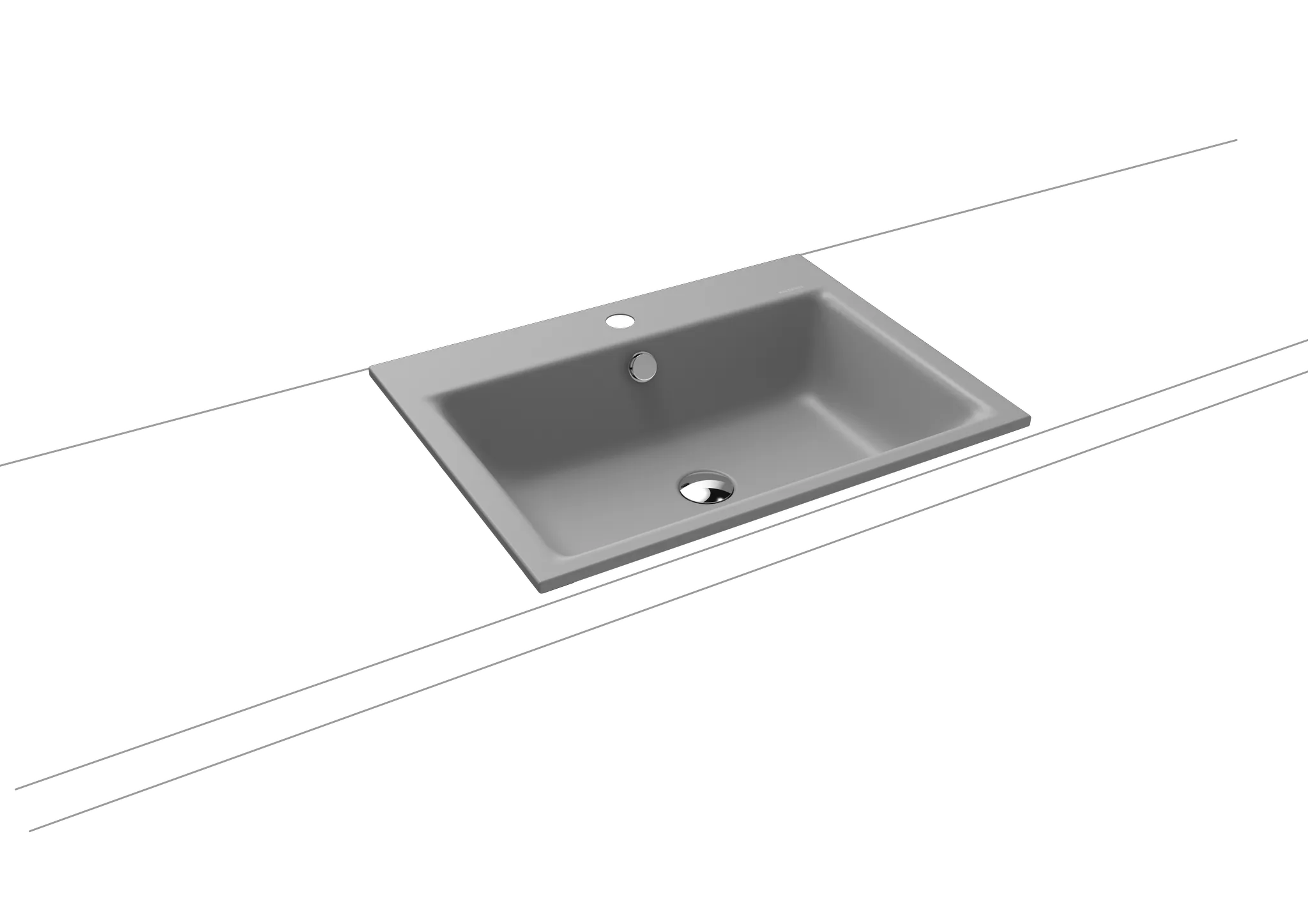 Einbauwaschtisch „Puro“ 60 × 46 cm, mit Hahnlochbohrung in cool grey 30 mit Perl-Effekt