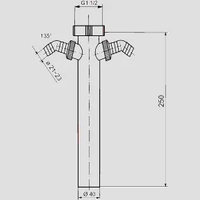 Anschlussrohr G1 1/2 × 250 × 40 mit 2x Geräteanschluss