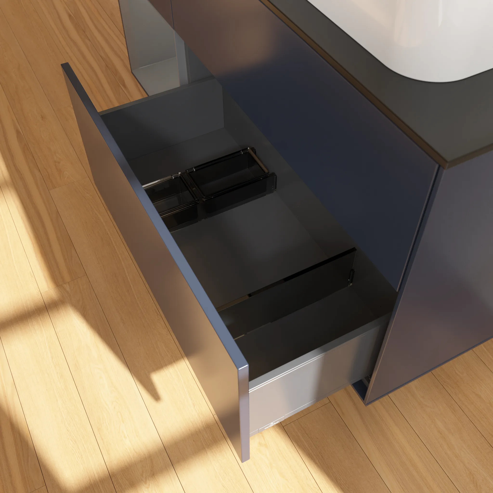 Villeroy & Boch Waschtischunterschrank „Finion“ für Schrankwaschtisch 1200 × 603 × 501 mm Midnight Blue Matt Lacquer, mit Hahnlochbohrung, für Becken rechts Villeroy & Boch Waschtischunterschrank „Finion“ für Schrankwaschtisch 1200 × 603 × 501 mm Midnight Blue Matt Lacquer, mit Hahnlochbohrung, für Becken rechts