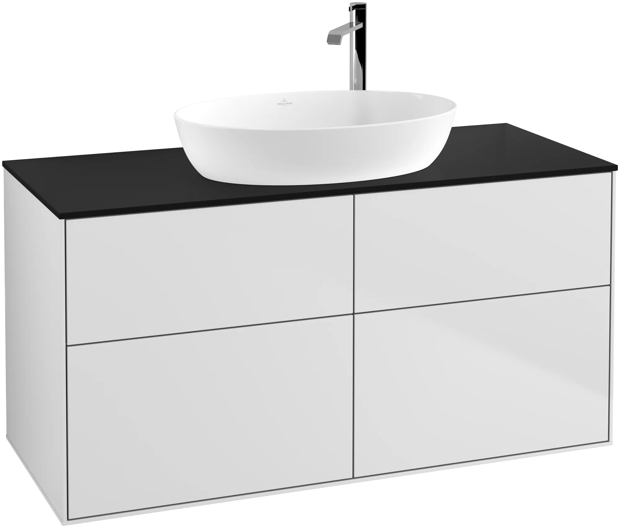 Villeroy & Boch Finion Waschbeckenunterschrank G91 1200x603x501mm White Matt Lacquer / Glass Black Matt