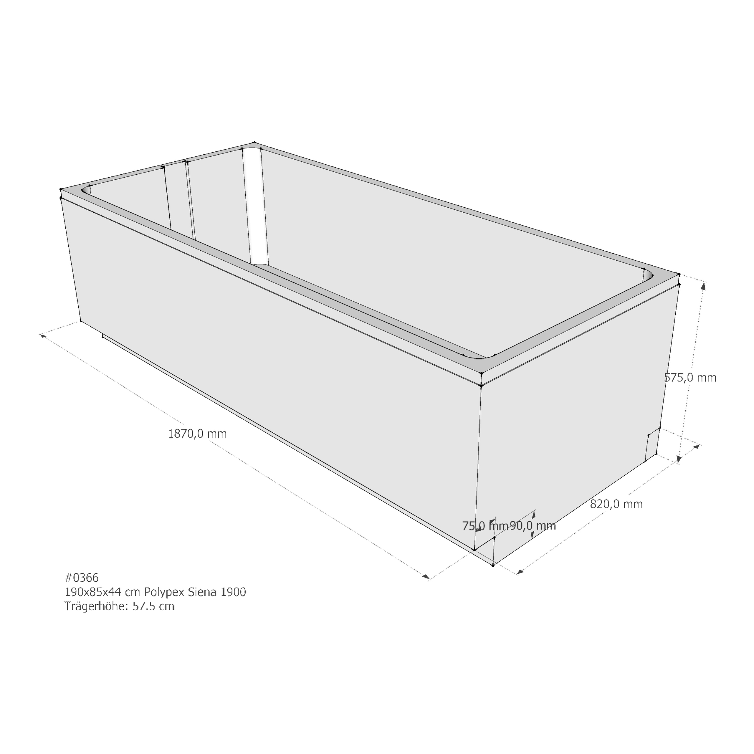 Badewannenträger für Polypex Siena 1900 190 × 85 × 44 cm