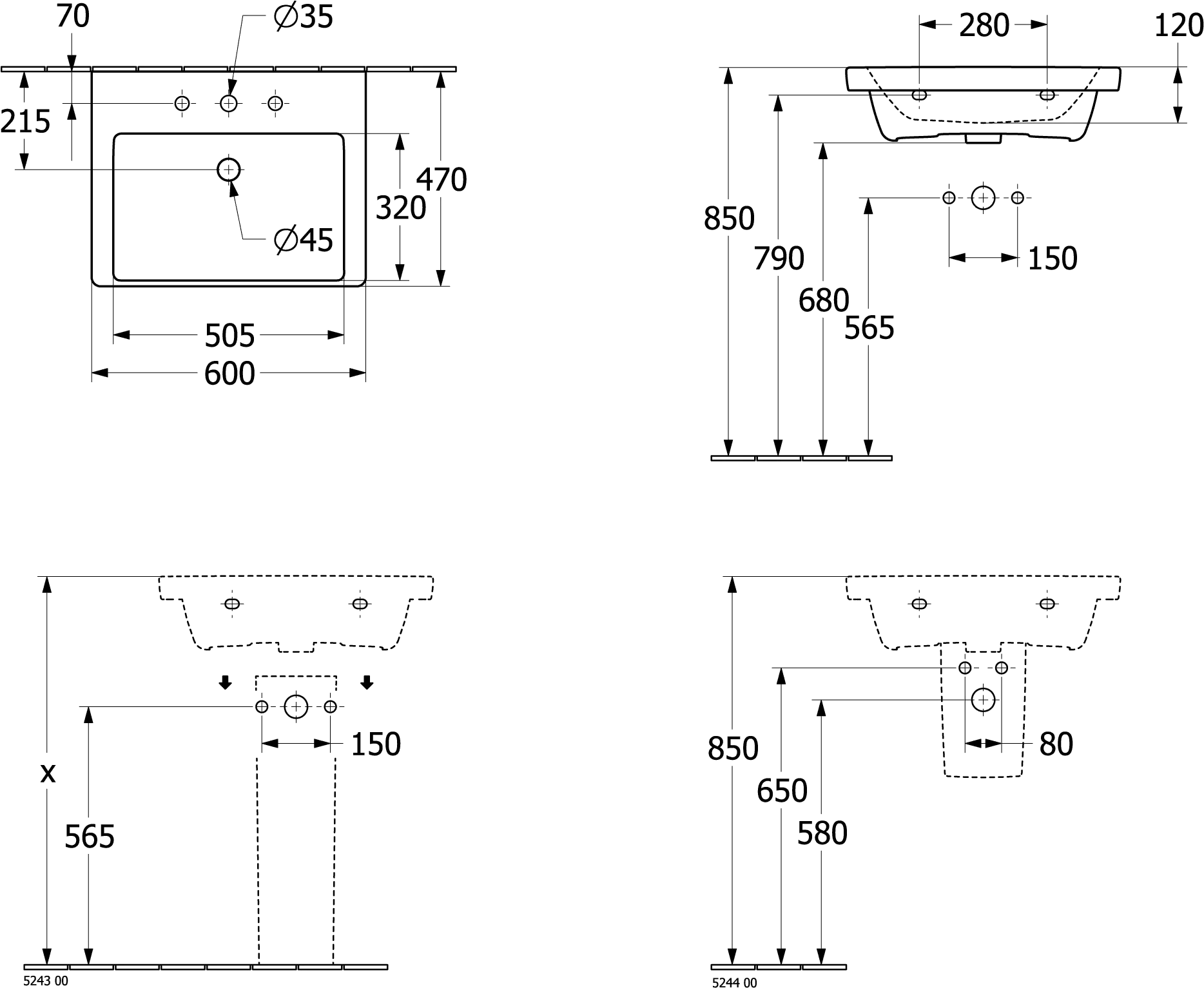Villeroy & Boch Subway 2.0 Ablaufhaube Pergamon CeramicPlus 315x200x290mm