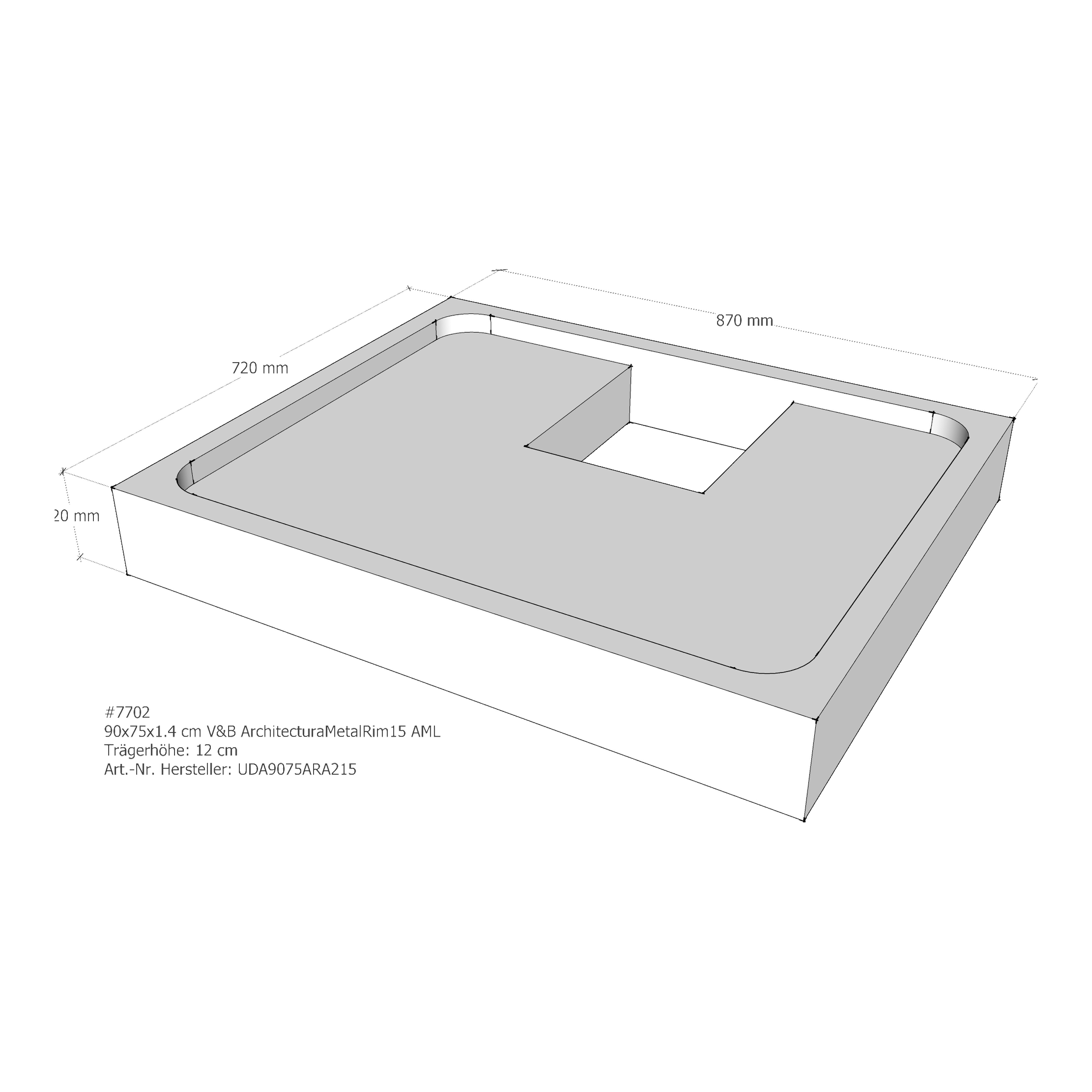 Duschwannenträger für Villeroy & Boch ArchitecturaMetalRim15 90 × 75 × 1,4 cm