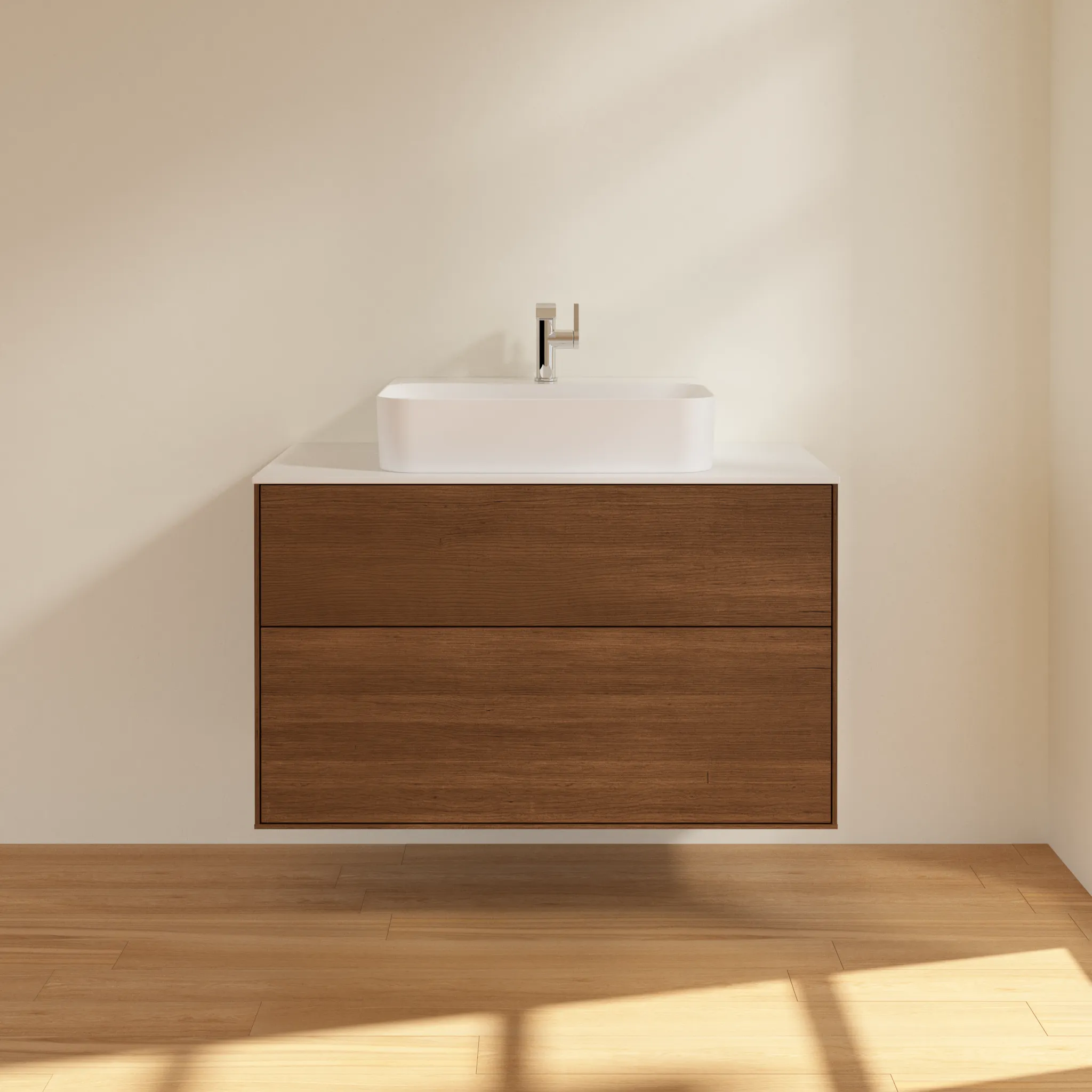 Villeroy & Boch Waschtischunterschrank „Finion“ für Schrankwaschtisch 1000 × 603 × 501 mm Walnut Veneer, für Becken mittig Villeroy & Boch Waschtischunterschrank „Finion“ für Schrankwaschtisch 1000 × 603 × 501 mm Walnut Veneer, für Becken mittig