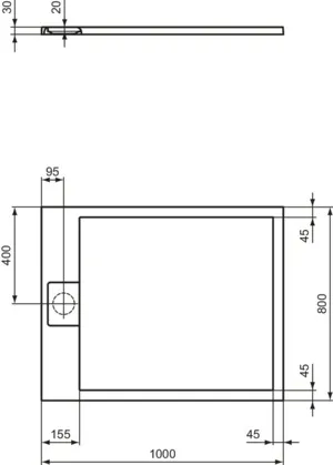 Ideal Standard Rechteck-Brausewanne Ultra Flat S i.life 1000x800x30mm Carraraweiß Ideal Standard Rechteck-Brausewanne Ultra Flat S i.life 1000x800x30mm Carraraweiß