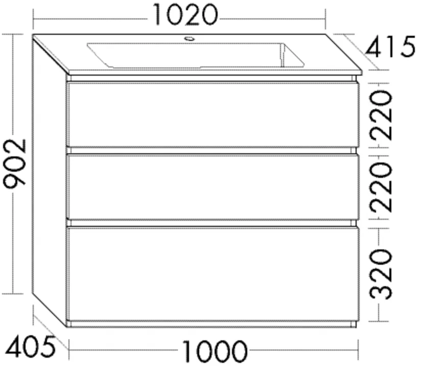 burgbad Waschtischunterschrank „Lin20“ in Schwarz Solid Matt