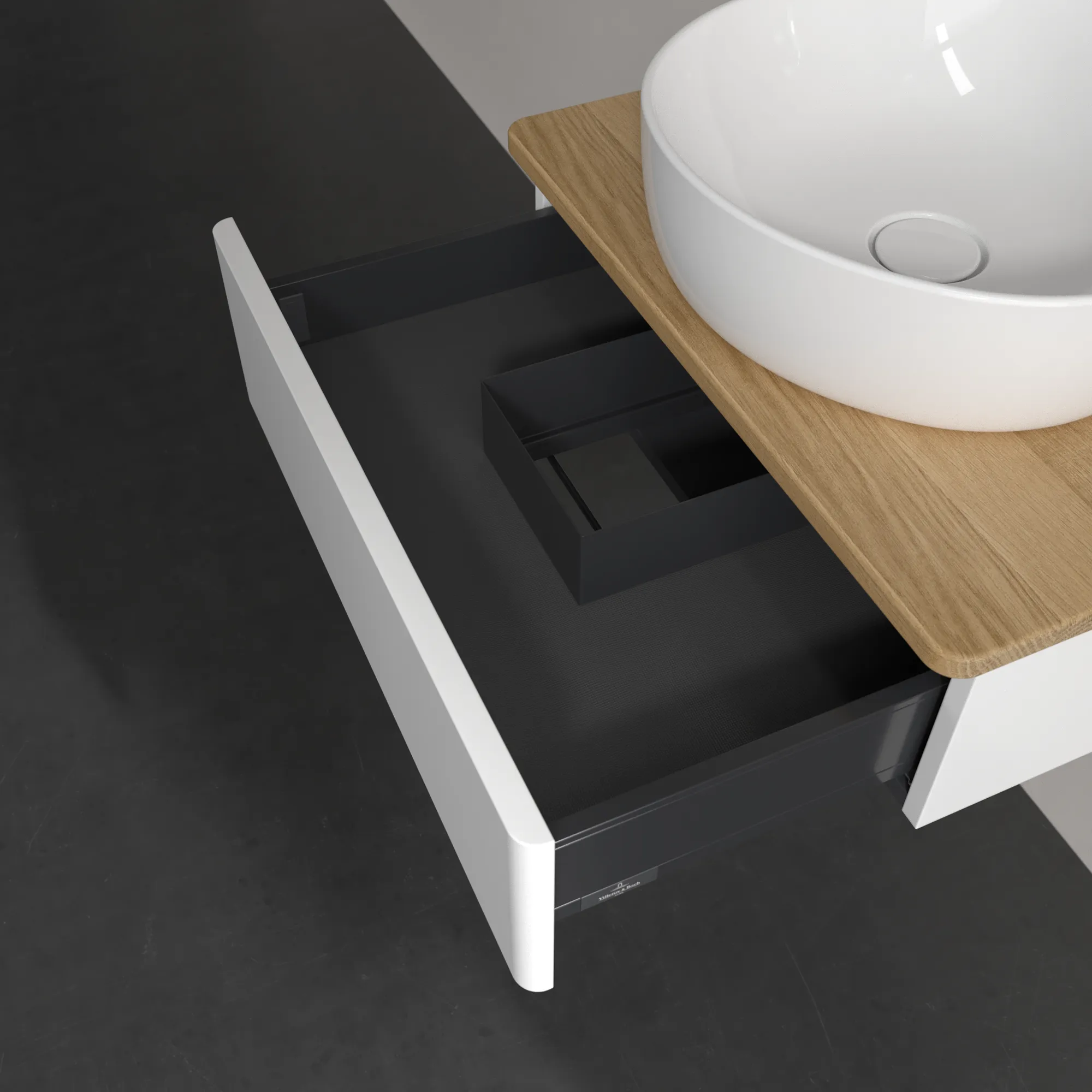 Villeroy & Boch Waschbeckenunterschrank Antao K07_1, 600x190x500 mm, White Matt Lacquer, Massivholz Abdeckplatte, SoftClosing, Push-to-open Villeroy & Boch Waschbeckenunterschrank Antao K07_1, 600x190x500 mm, White Matt Lacquer, Massivholz Abdeckplatte, SoftClosing, Push-to-open