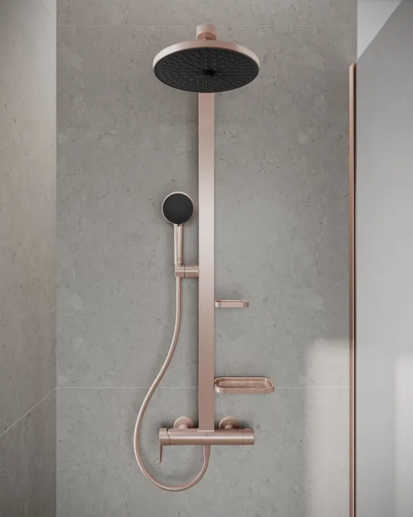 Ideal Standard Duschsystem Ceraflow Alu+ mit Brausearmatur 2 Ablagen, 2 Funktions-Handbrause und 2 Funktions-Kopfbrause Rose Ideal Standard Duschsystem Ceraflow Alu+ mit Brausearmatur 2 Ablagen, 2 Funktions-Handbrause und 2 Funktions-Kopfbrause Rose