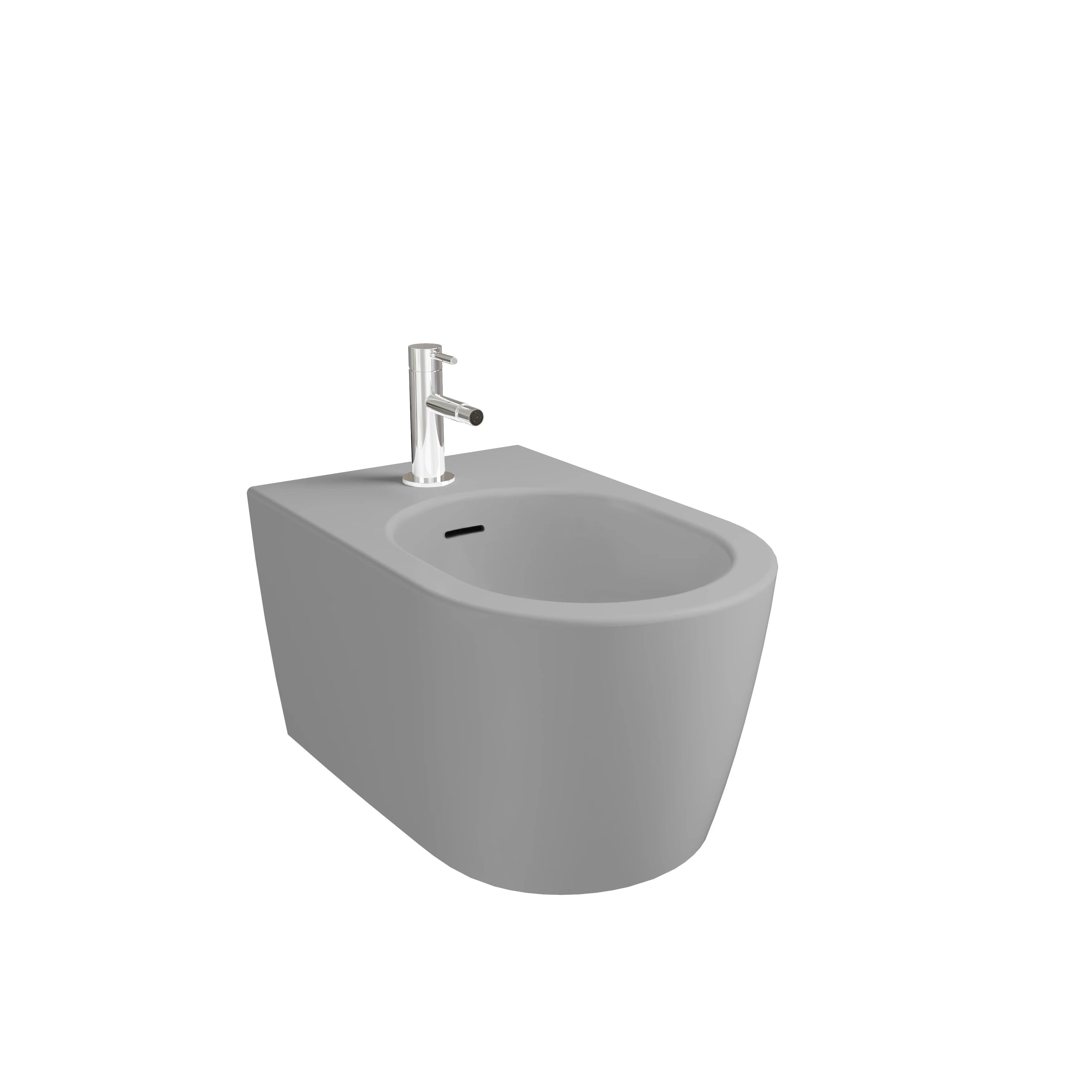 New Metropole Round Wand-Bidet mit verdeckter Befestigung Steingrau Matt mit Oberflächenveredelung Clean New Metropole Round Wand-Bidet mit verdeckter Befestigung Steingrau Matt mit Oberflächenveredelung Clean