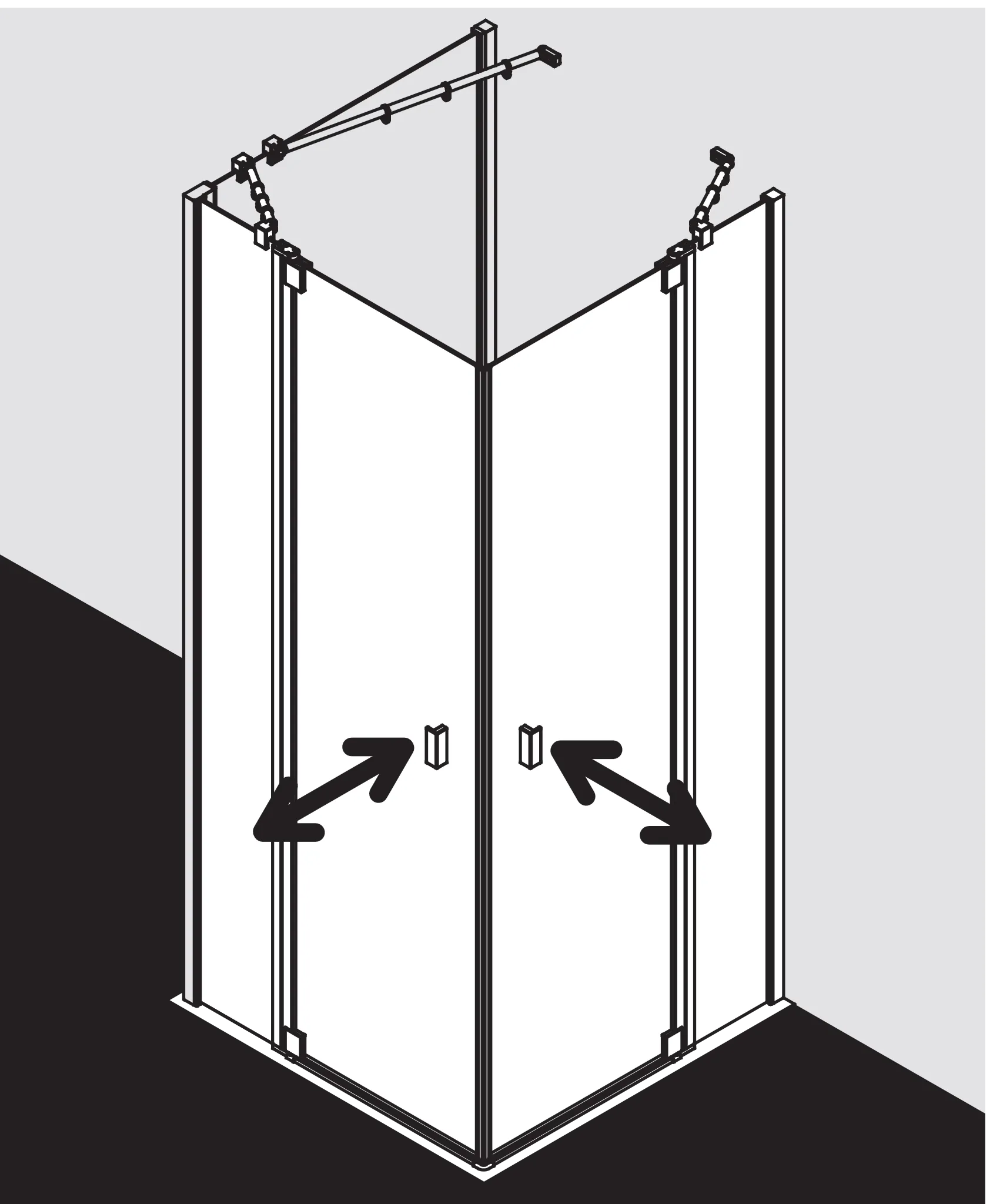 Kermi Duschtür Eckeinstieg 2-teilig Pendeltüren mit Festfeldern Halbteil rechts „RAYA“ Glas SR Opaco, Profile Silber Hochglanz, BV: 970 - 1000 mm GAK: 955 - 985 mm WE: 980 - 1010 mm H: 2000 mm Kermi Duschtür Eckeinstieg 2-teilig Pendeltüren mit Festfeldern Halbteil rechts „RAYA“ Glas SR Opaco, Profile Silber Hochglanz, BV: 970 - 1000 mm GAK: 955 - 985 mm WE: 980 - 1010 mm H: 2000 mm