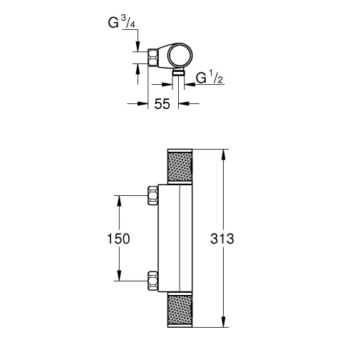 Grohe Grohtherm 1000 Performance Thermostat-Brausebatterie Wandmontage 1/2 chrom Grohe Grohtherm 1000 Performance Thermostat-Brausebatterie Wandmontage 1/2 chrom